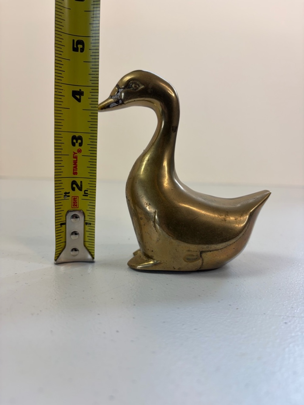 Vintage Solid Brass Duck Figurine Farmhouse Decor Paperweight Mallard Boho 70s - Picture 8 of 8